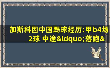 加斯科因中国踢球经历:甲b4场2球 中途“落跑”